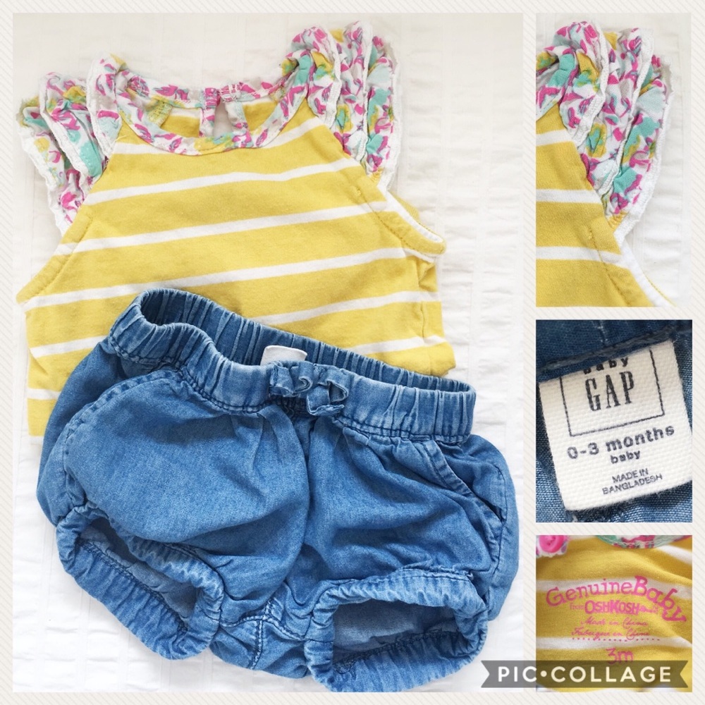 VGUC Denim Short by Baby Gap w/ Ruffle Onesie